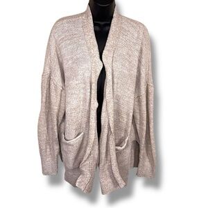 XL SO Beige Neutral Knit Cotton Blend Sweater Long Sleeve Open Front